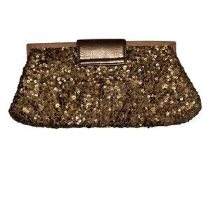 santi HOLIDAY brushed gold all sequins clutch hand bag purse